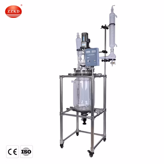 Lab Chemical Vacuum Jacketed Double Layer Glass Reactor with Stirrer