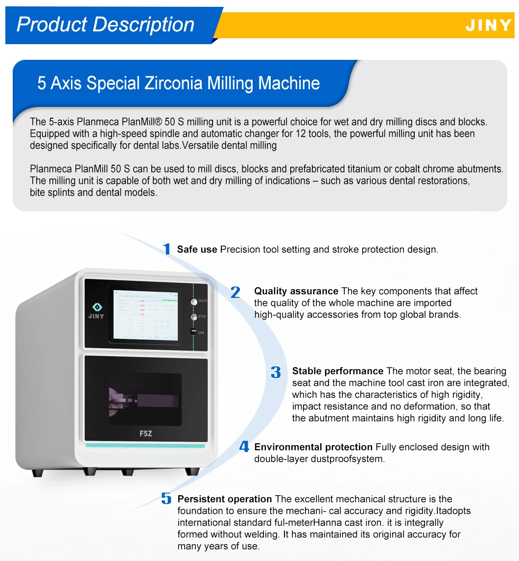 Highly Automated 5-Axis Milling and Grinding Machine for Dental Laboratory Dental Milling Machine
