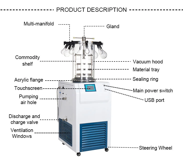 Laboratory The Pilot-Scale Vacuum Benchtop Small Freeze Mini Dryer for Freezing, Pharmaceutical