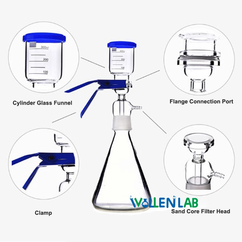 Laboratory Glass Funnel Good Press-Resistance and Leakproofness Vacuum Filter Solvent Filtration Apparatus