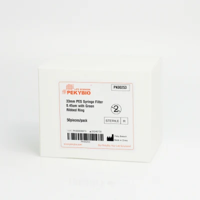 Pekybio Sterile Pes Syringe Filters with 0.45um Pore Size, 33mm Membrane Diameter 100PCS/Pack