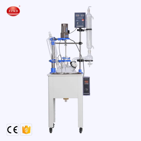 CE 10L Small Lab Chemical Hydrolysis Single Layer Glass Reactor with Electric Heating Bath