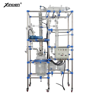 Double Jacketed Glass Reactor with Distillation Column